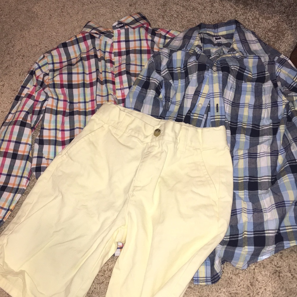 Janie & Jack boys size 8 button up shirts & shorts